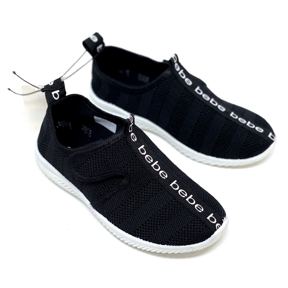 BEBE Girls Black/White Mesh Velcro Casual Shoes Size 2